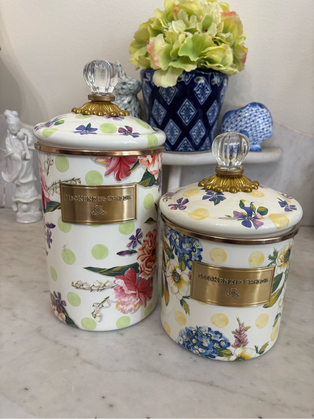MacKenzie-Childs LARGE & SMALL Wildflowers Canisters